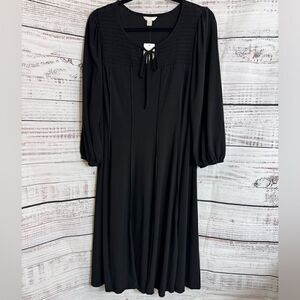 EST. 1946 Dress Womens Plus 14/16 ideal Black V Neck jersey Smocked pleated New